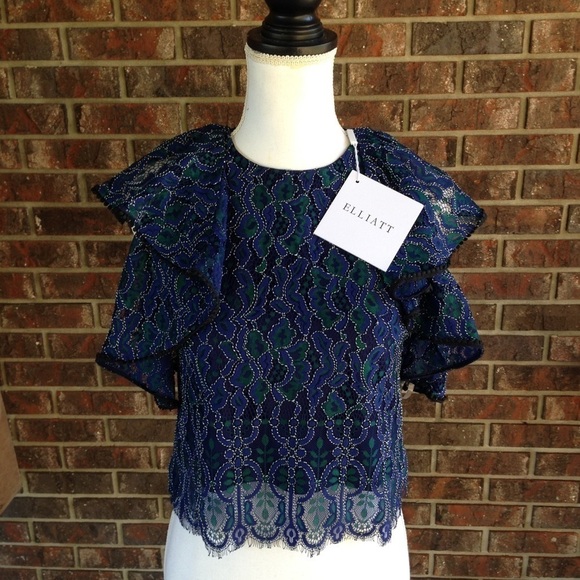 Elliatt Angelica Top Navy/Jade Size Small - Picture 4 of 10